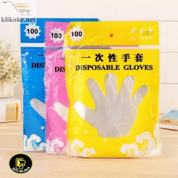 DISPOSABLE GLOVES ISI 100 PER 1 PACK SARUNG TANGAN PLASTIK SEKALI PAKAI
